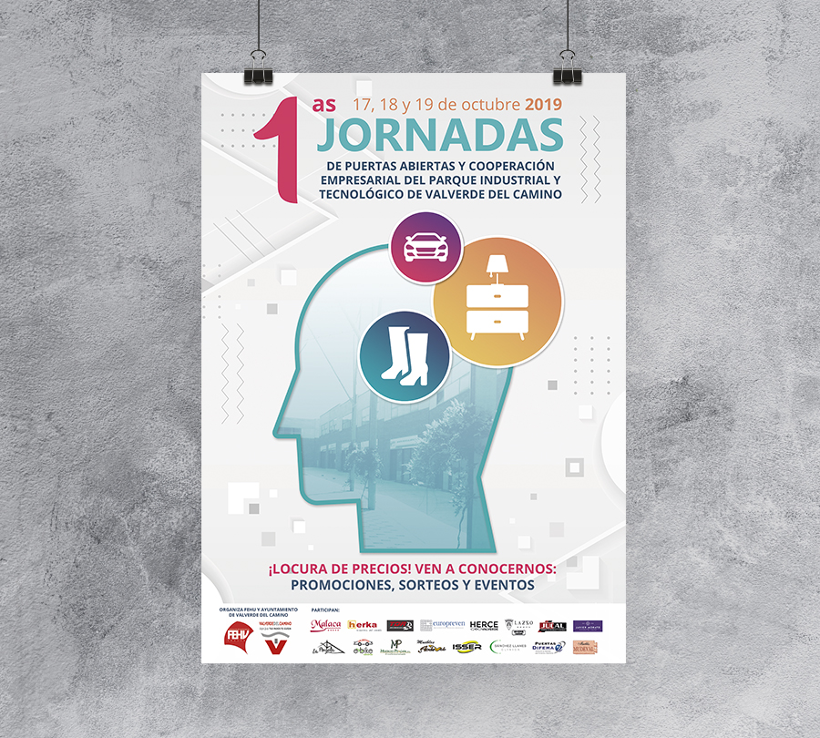 Cartel 1ª Jornadas de Puertas Abiertas y Cooperación Empresarial del Parque Industrial y Tecnológico de Valverde del Camino